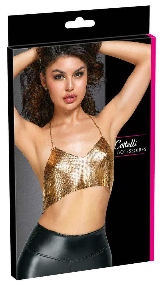 Metal Top Gold - Crop Top Halterneck con Placas Doradas Cottelli