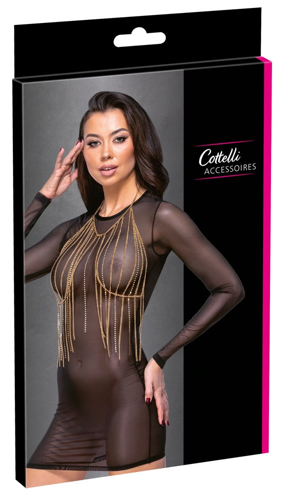 Chain Top Gold Cottelli Accessoires - Top de Cadena Dorada con Strass