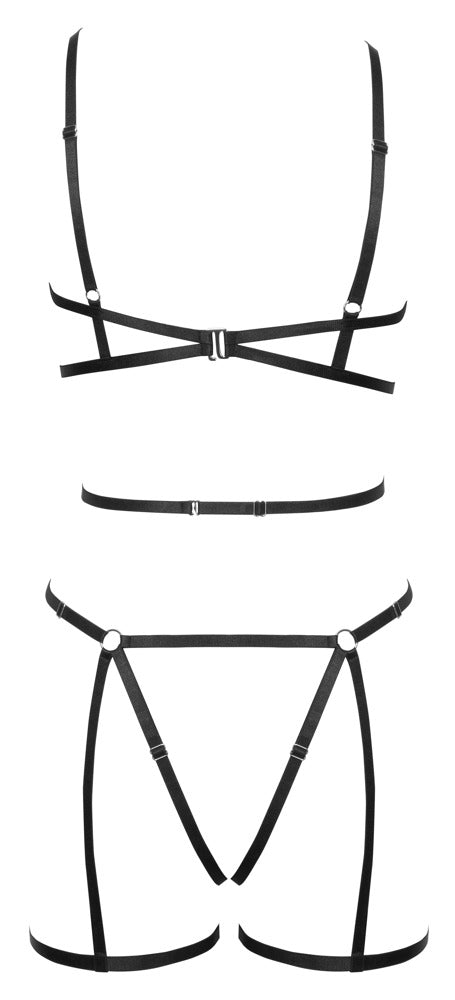 Bondage Set S-L Cottelli Lingerie - Arnés Negro de 3 Piezas