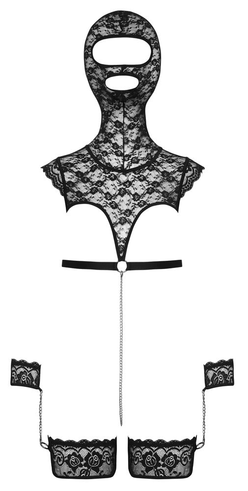Bad Kitty Set L - Conjunto Encaje Bondage Negro