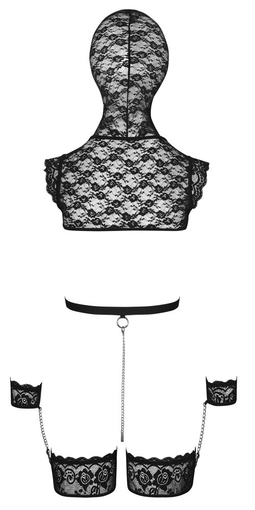 Bad Kitty Set L - Conjunto Encaje Bondage Negro