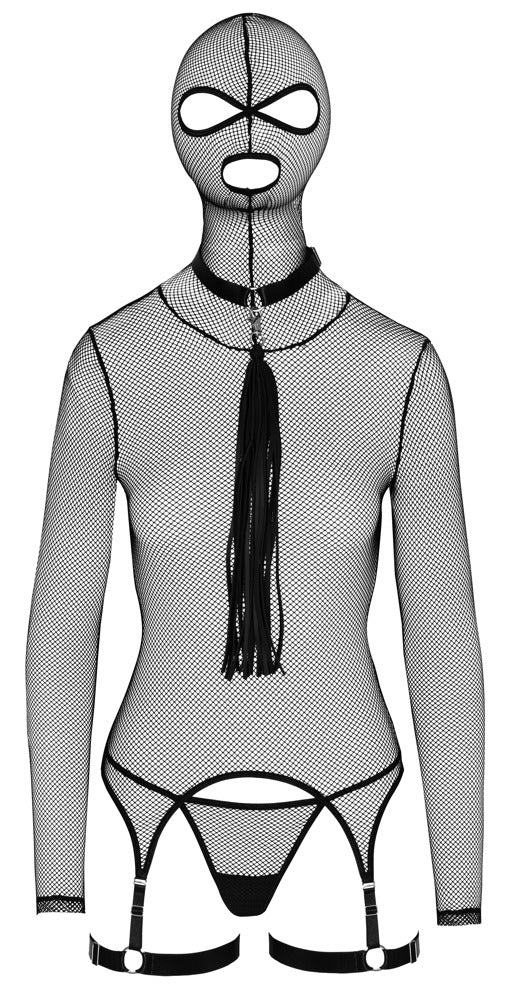 Bad Kitty Basque+Whip S - Conjunto de Rejilla con Látigo