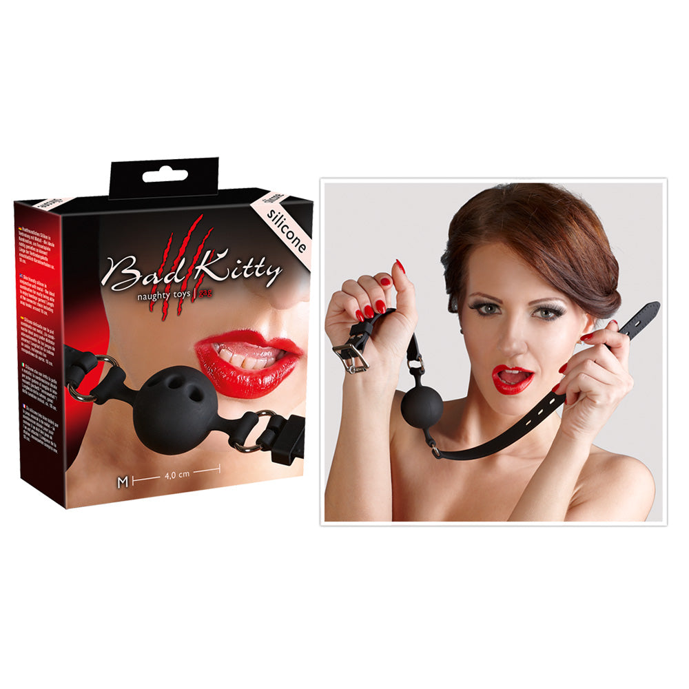 Mordaza de Silicona Medium Bad Kitty - Gag Ajustable Negro