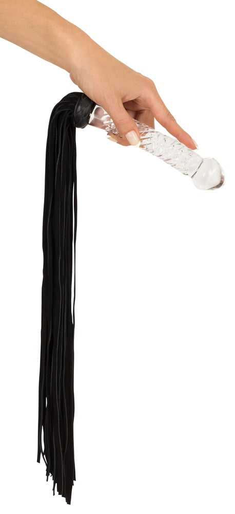 Flogger Glass Bad Kitty - Fusta de Microfibra con Mango de Cristal