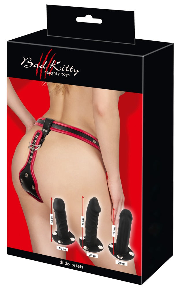 Arnés Strap-On Bad Kitty 2XL con 3 Consoladores de Silicona