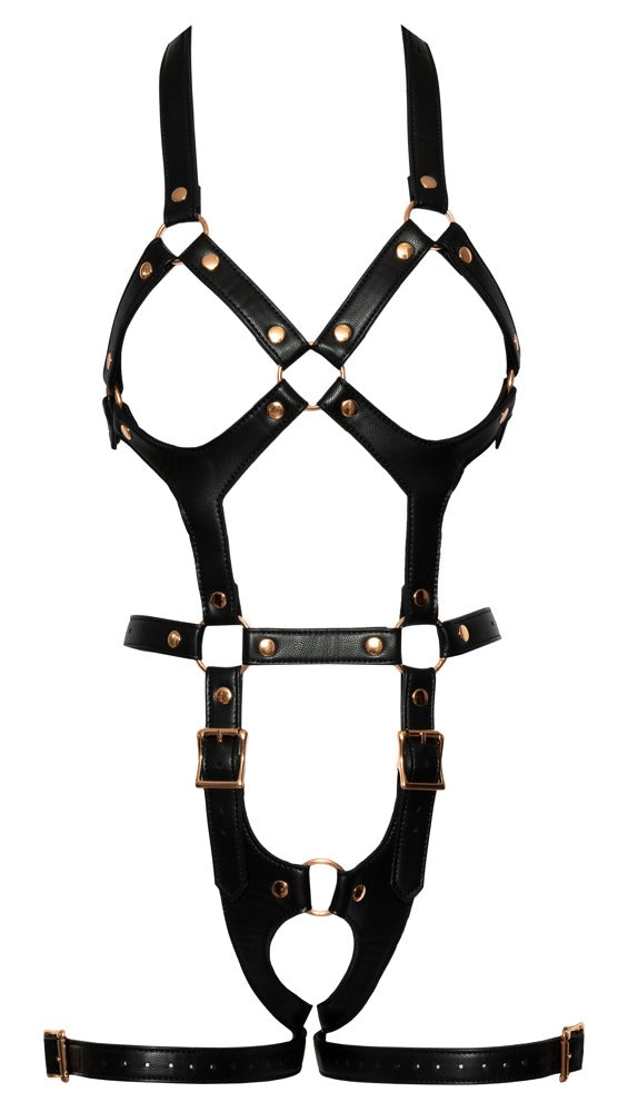 Bad Kitty Harness S/M Rose - Arnés de Cuero Vegano con Detalles Dorados