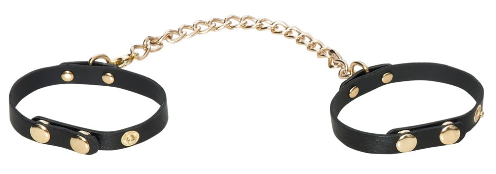 Bad Kitty Bondage Set Gold - Conjunto de 5 piezas en cuero negro
