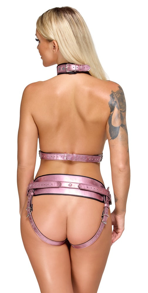 BK StrapOn Set 2XL Rosa Metalizado - Arnés Ajustable Bad Kitty