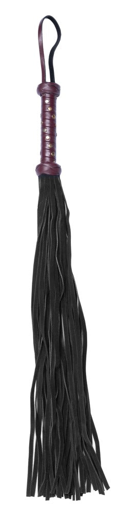 Bad Kitty Flogger - Fusta de Ante Negro y Mango Deep Red