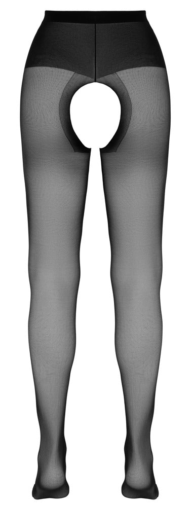 Medias Crotchless Cottelli Legwear Negro - Entrepierna Abierta