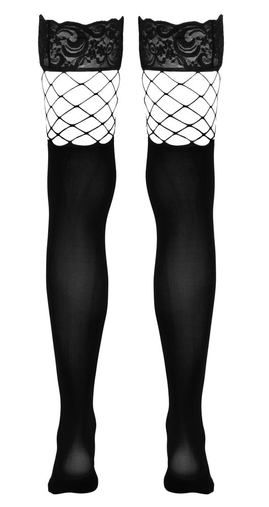 Hold-up Stockings M/L Cottelli Legwear - Medias de Rejilla con Banda Silicona