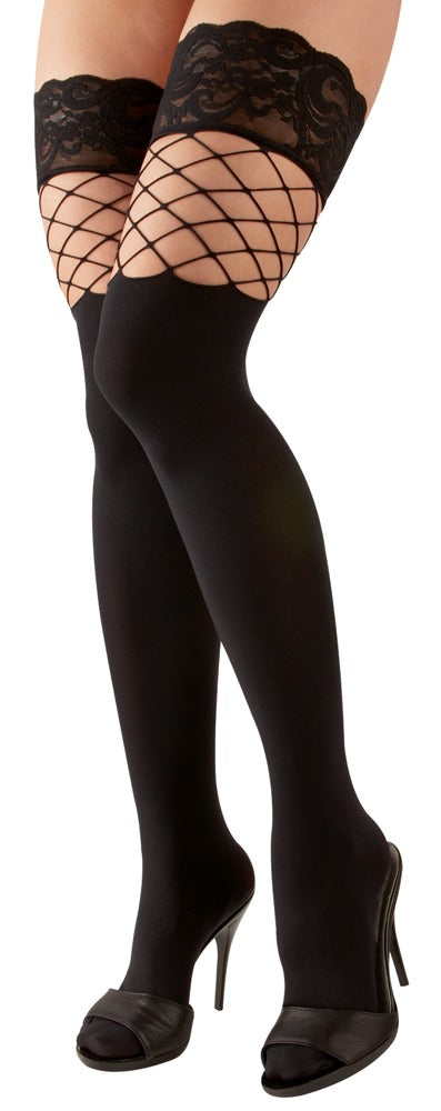 Hold-up Stockings M/L Cottelli Legwear - Medias de Rejilla con Banda Silicona