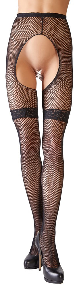 Medias de Malla Cottelli Legwear M/L - Pantimedias con Ligas de Encaje