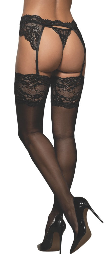 OBS Stocking L/XL - Medias de Encaje Negro Obsessive