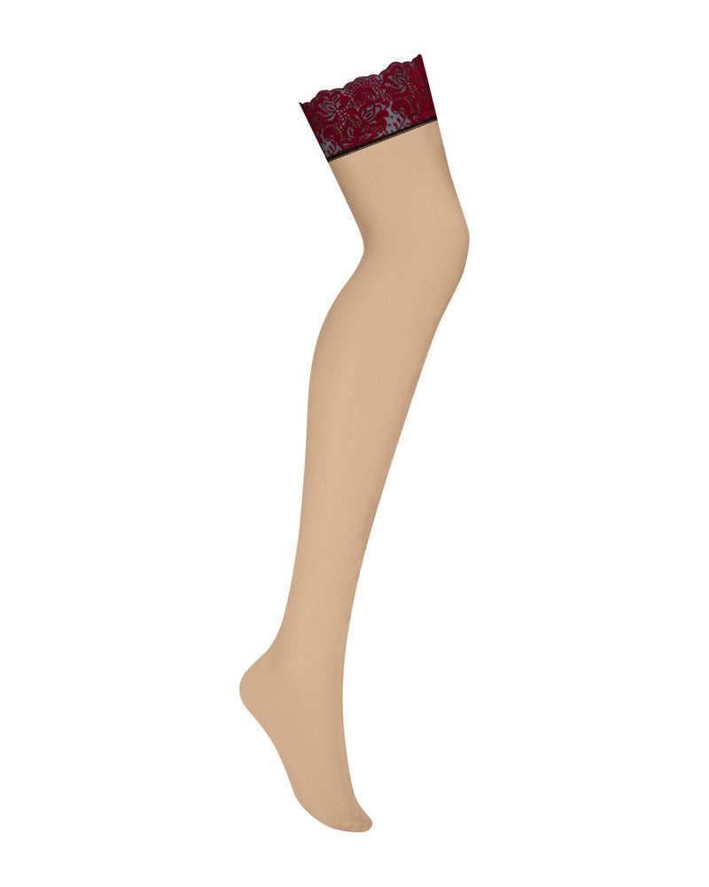 OBS Stockings L/XL - Medias de Liguero con Apliques de Terciopelo