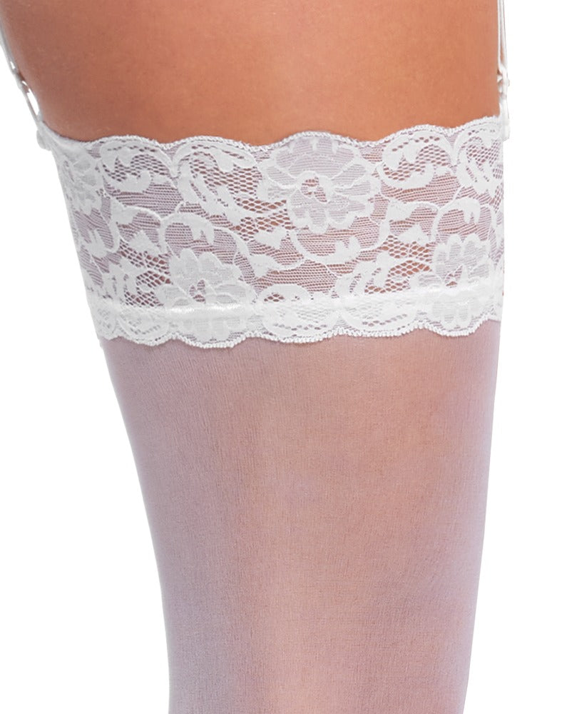 Medias Blancas XL Cottelli Legwear - Encaje Elástico 20 Deniers