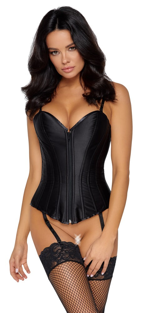 Corset Black S Cottelli PARTY - Satén Mate con Varillas Flexibles