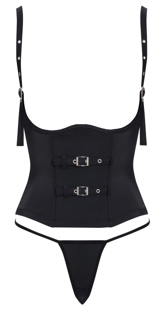 Corset Open Cup L Cottelli PARTY - Corsé Negro con Copas Abiertas y Tirantes Ajustables