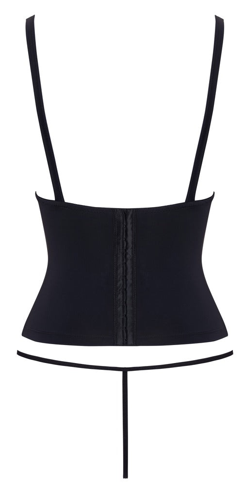 Corset Open Cup L Cottelli PARTY - Corsé Negro con Copas Abiertas y Tirantes Ajustables