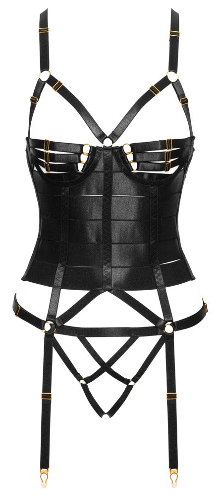 Corset Straps 85B/L Cottelli Lingerie Negro con Tanga Abierta