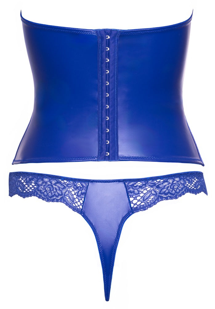 Corset Blue L Cottelli Lingerie - Conjunto Corsé sin Tirantes y Tanga