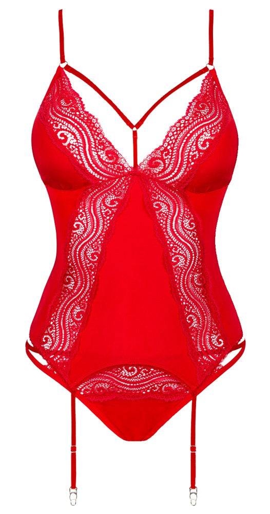 OBS Corsage XS/S Rojo - Conjunto Elegante con Encaje Ajustable