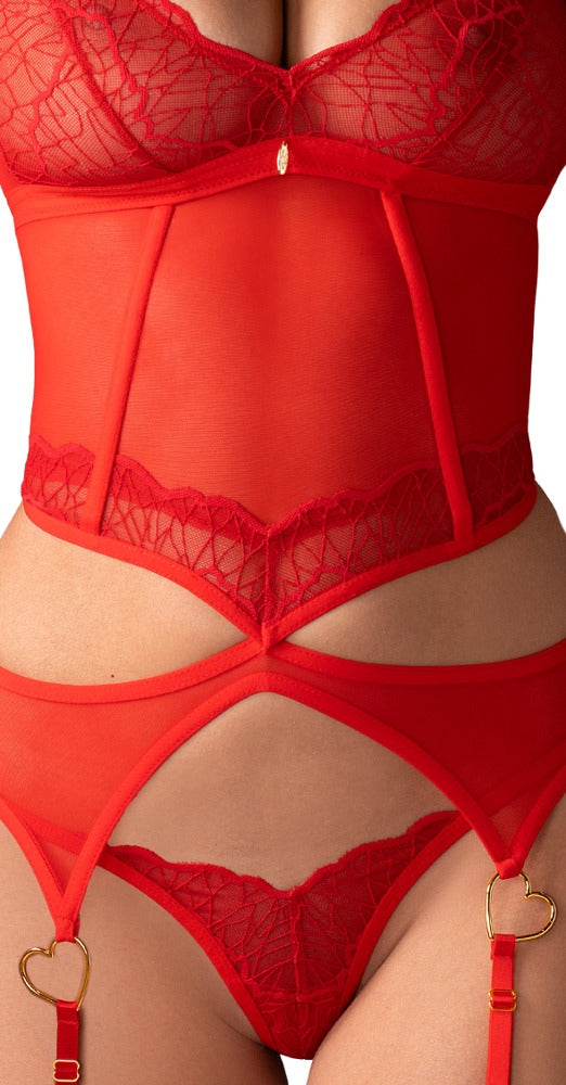 Obsessive Cupide Desir Corset 2XL/3XL - Conjunto Rojo Sensual