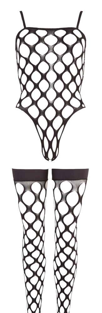 Body y Medias S-L No:Xqse - Conjunto Negro Malla