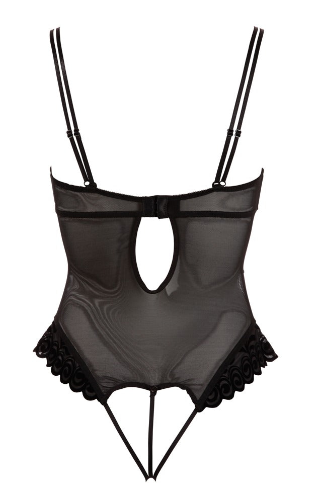 Body String Negro Cottelli Lingerie 75B/S - Powernet con Flocado de Terciopelo