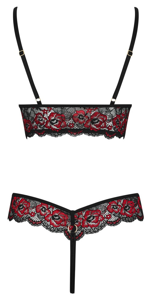 Crotchless Body S/M Encaje Floral Bicolor - Cottelli Lingerie