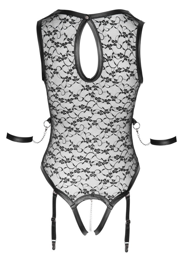 Body Black S Cottelli BONDAGE - Encaje con Arnés y Correas Ajustables
