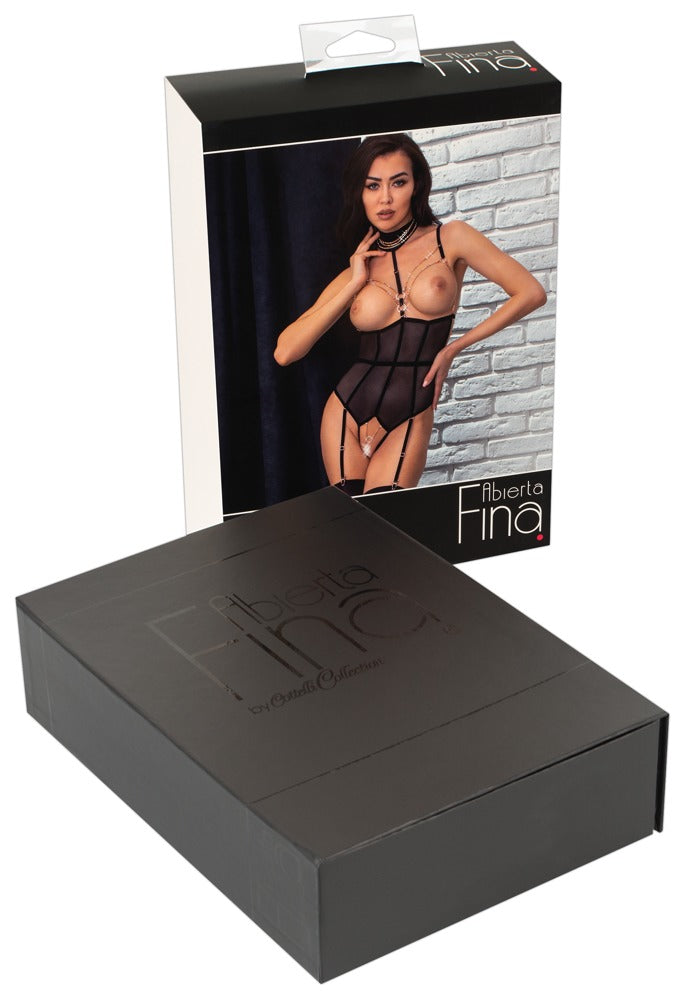 Body Decoration M - Abierta Fina | Powernet con Cadenas Doradas y Strass