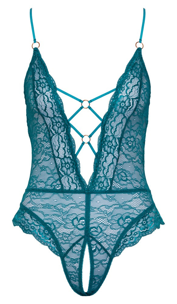 Body Teal Ouvert Cottelli Lingerie - Encaje Petróleo Talla S