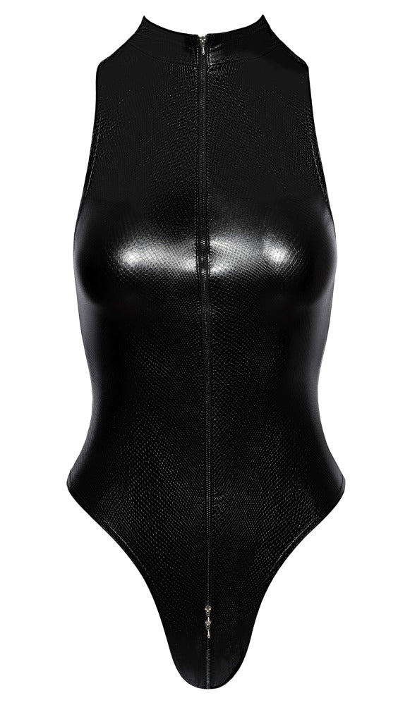 Body with Zip S Noir - Diseño Serpiente Mate con Cremallera 3 Vías
