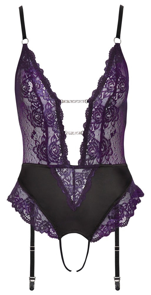 Body Ouvert Cottelli Lingerie Negro y Morado Talla XL