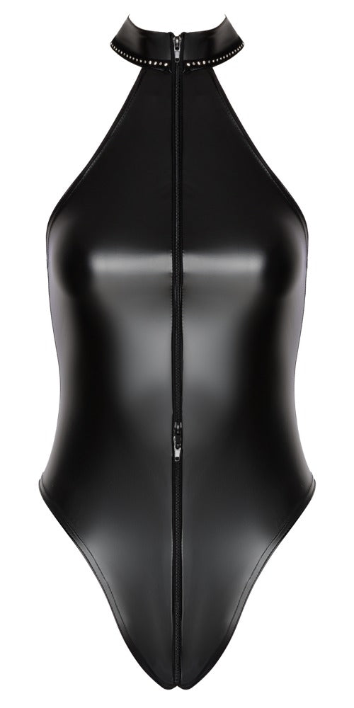 Body Zip+Glitter XL Noir - Catsuit Powerwet con Cremallera