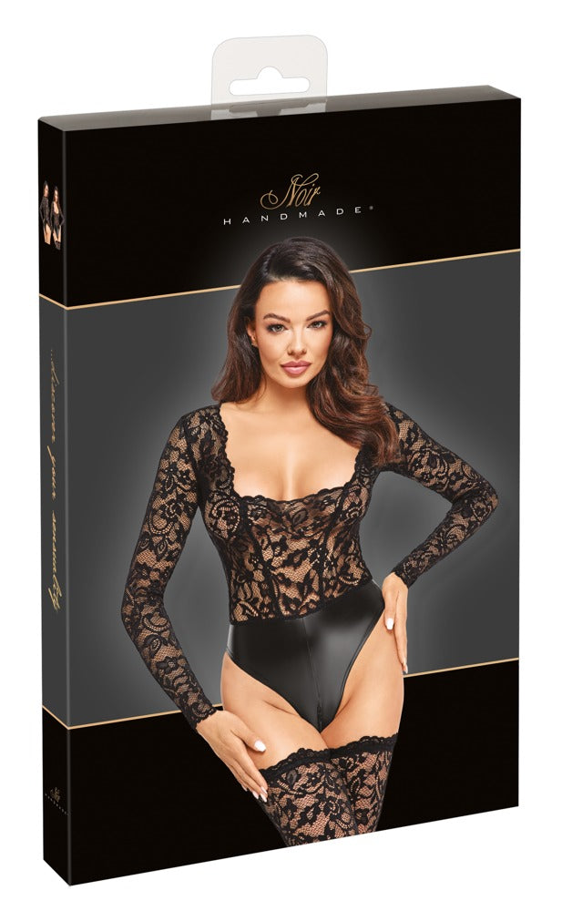 Noir Lace Body XL - Bodysuit de Encaje y Efecto Wet Look