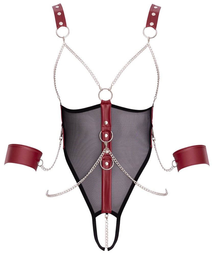 Body Bondage S Cottelli - Rejilla Negra con Cadenas y Esposas