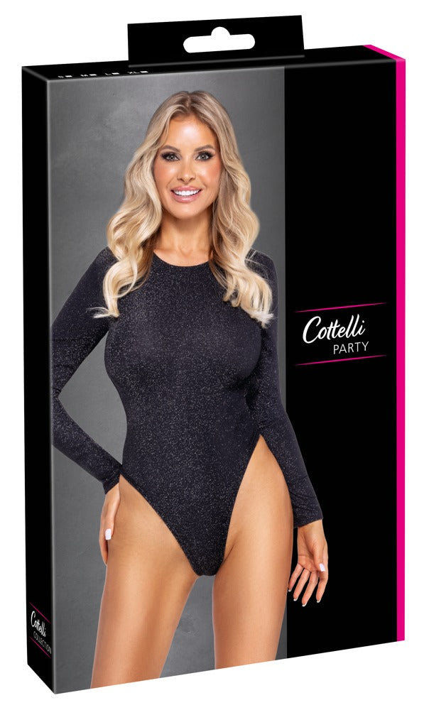 Body Glitter L Cottelli PARTY - Brillante Plateado con Abertura en Espalda