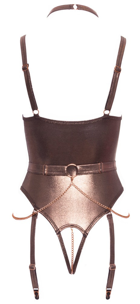 Shelf Bra Body Abierta Fina - Diseño Dorado Bronce Talla L