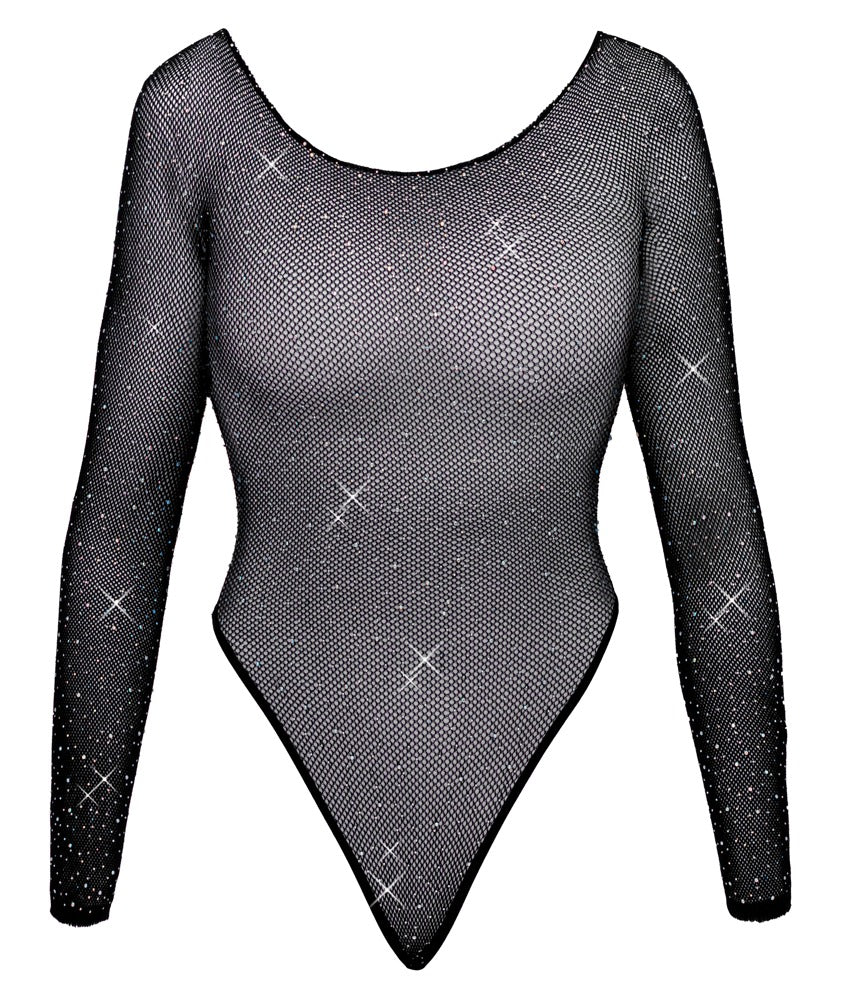 Body Glitter Fantasy S-L Negro Malla Strass