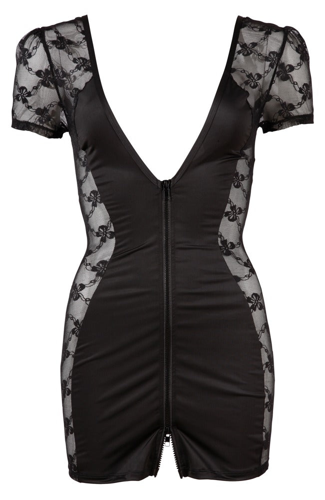Dress with Zip L - Vestido de Encaje Negro con Cremallera