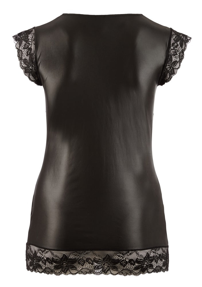 Vestido Wetlook XL Cottelli Curves - Lencería Negra con Encaje