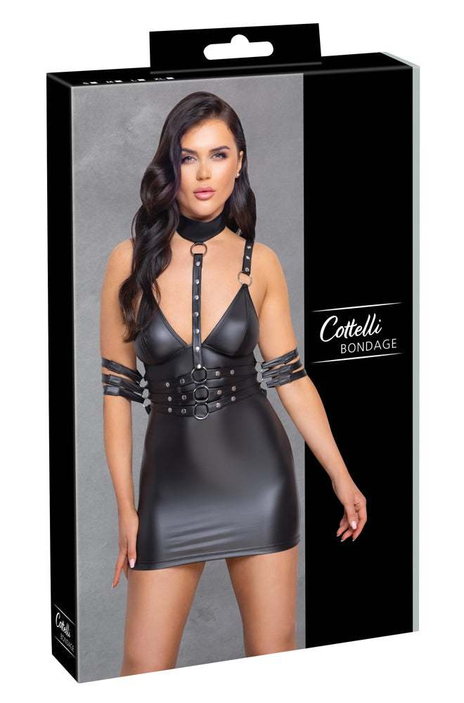 Dress Bondage XL Cottelli - Vestido Elástico Negro con Detalles Metálicos
