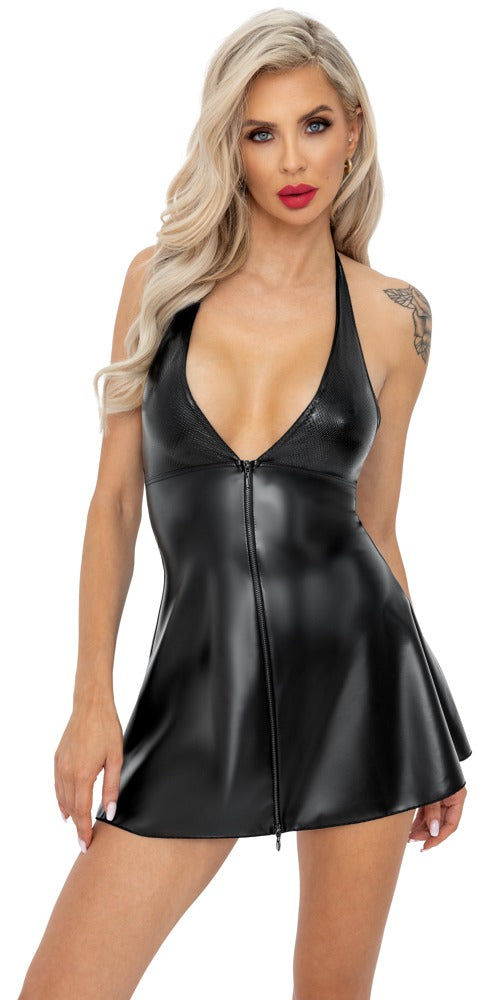 Vestido Fiesta Flared Noir - Escote Halterneck y Falda Acampanada