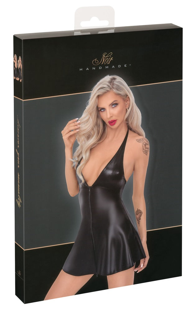 Vestido Fiesta Flared Noir - Escote Halterneck y Falda Acampanada