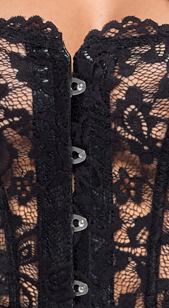 Corset Dress XL Noir - Vestido Corsé Negro Encaje y Powerwetlook