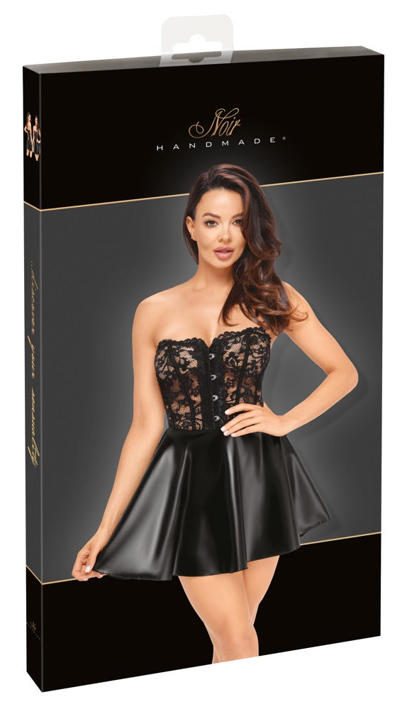 Corset Dress L Noir - Vestido Corsé Encaje y Powerwetlook