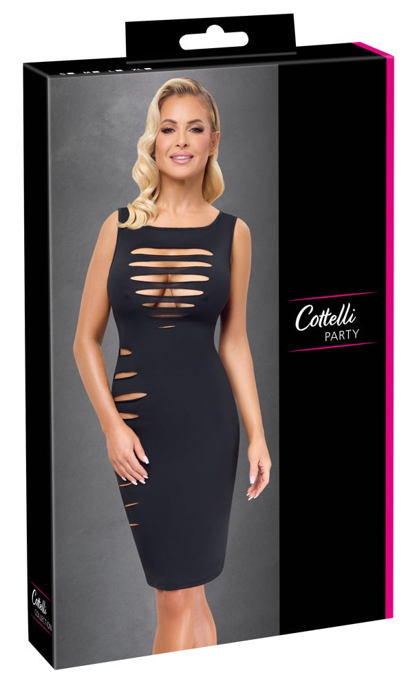 Dress Cuts BW XL - Vestido Negro Fiesta con Transparencias