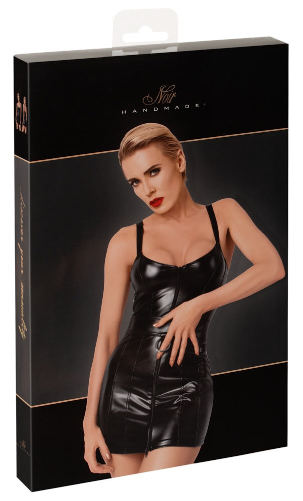 Noir Dress Ring S - Vestido Negro Ajustado con Cremallera Frontal
